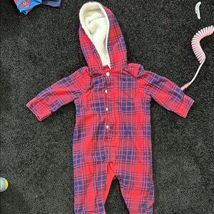 Plaid Red and Blue Kids One Piece‎
